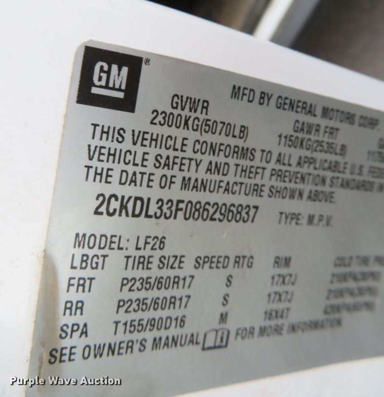 image for item DR0138 2008 Pontiac Torrent  SUV