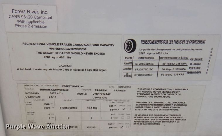 image for item DR0538 2017 USCA  enclosed cargo trailer