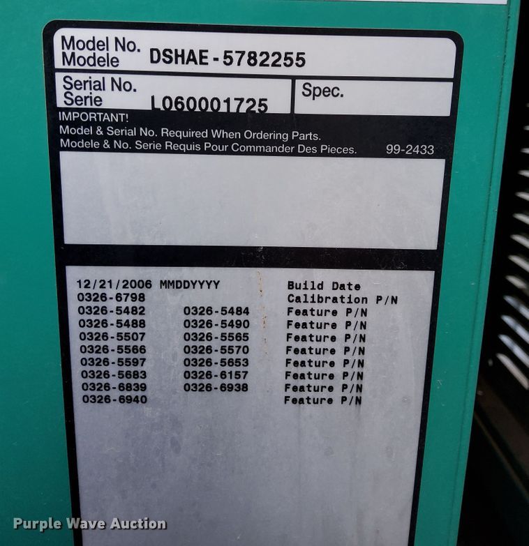 image for item DS1407 2007 Cummins DSHAE-5782255  generator
