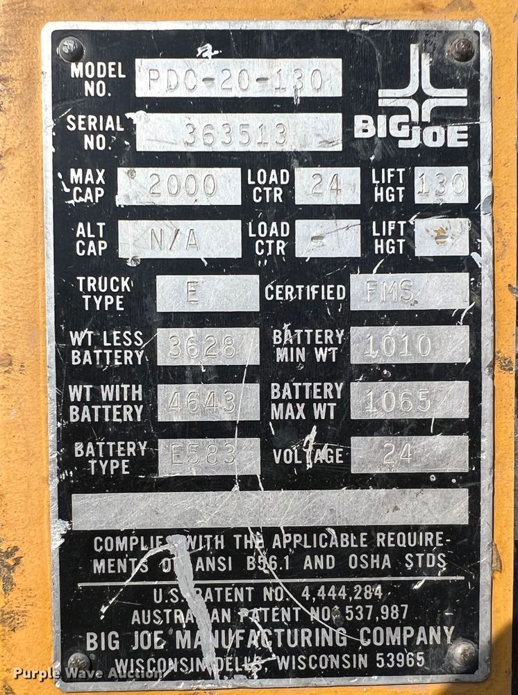 image for item IA9181 Big Joe PDC-20-130  forklift