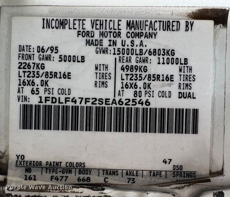 image for item IA9199 1995 Ford F450 Super Duty  utility / service truck