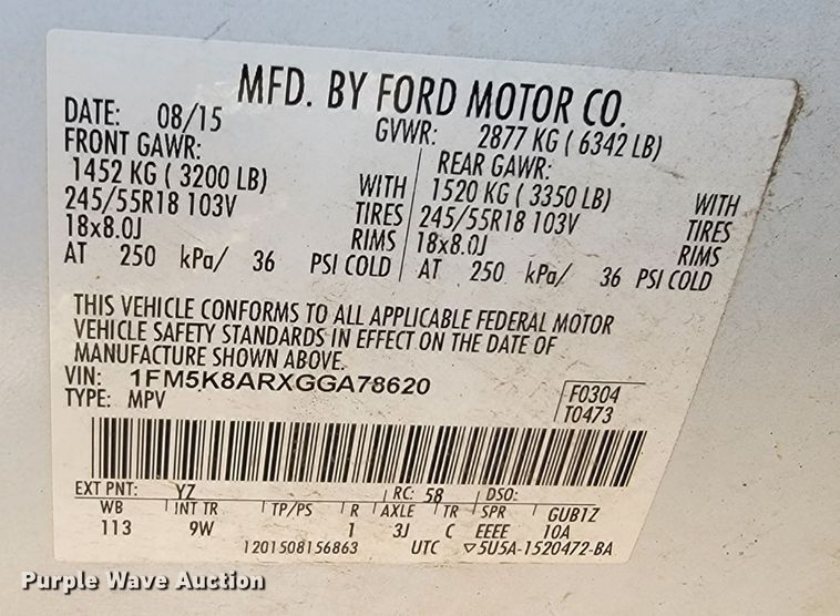 image for item JC9598 2016 Ford Explorer Police Interceptor  SUV