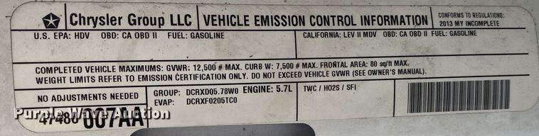 image for item JW9402 2013 Dodge Ram 3500HD  box truck