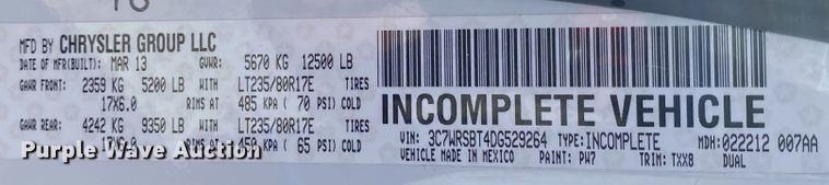 image for item JW9402 2013 Dodge Ram 3500HD  box truck