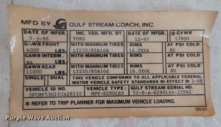 image for item KI9347 1998 Gulf Stream Sun Sport  RV