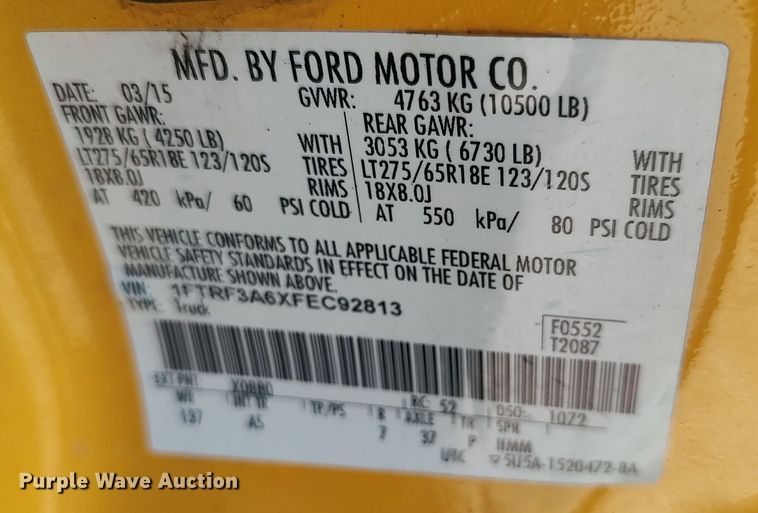 image for item LK9277 2015 Ford F350 Super Duty  utility bed pickup truck