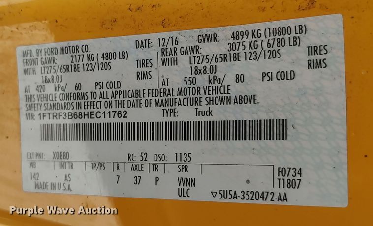 image for item LK9787 2017 Ford F350 Super Duty  utility bed pickup truck