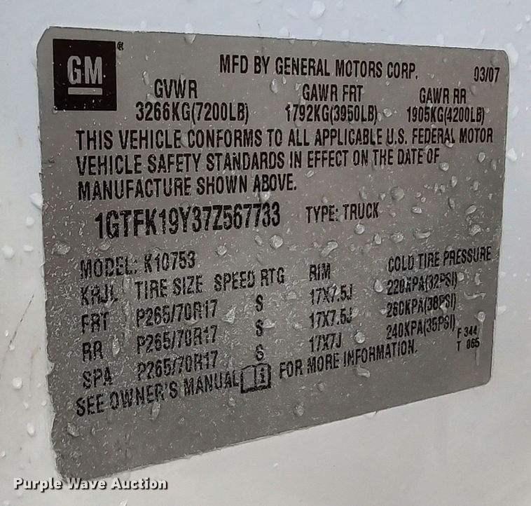 image for item LK9843 2007 GMC Sierra 1500  Ext. Cab pickup truck