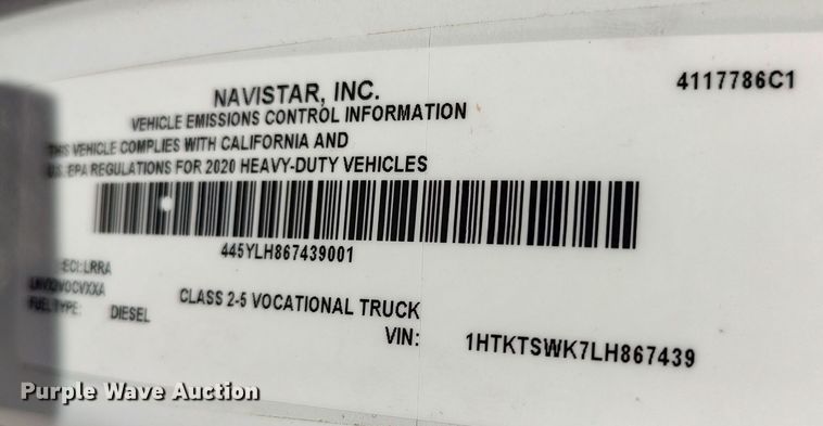 image for item LK9854 2020 International CV515  hook lift truck