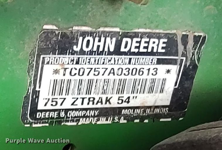image for item LK9913 John Deere 757 ZTrak  ZTR lawn mower