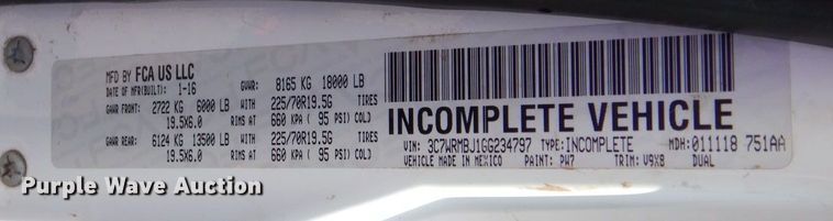 image for item MH9209 2016 Dodge Ram 5500HD  truck cab and chassis