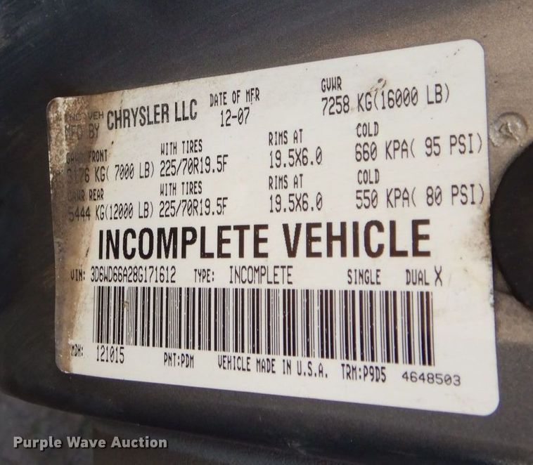 image for item MH9210 2008 Dodge Ram 4500HD  flatbed truck