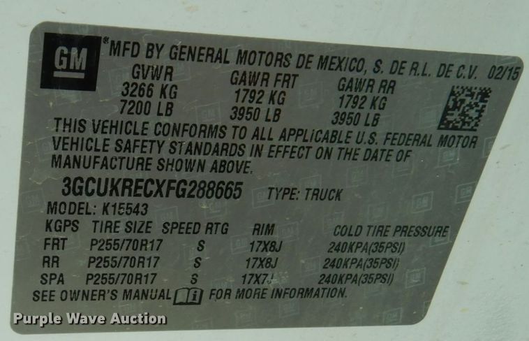 image for item MH9217 2015 Chevrolet Silverado 1500  Crew Cab pickup truck