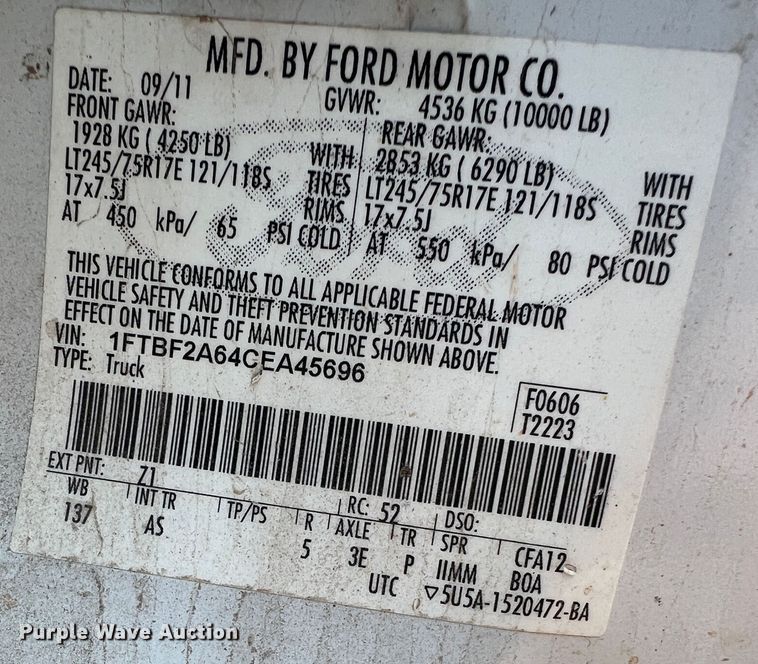 image for item MQ9809 2012 Ford F250 Super Duty  pickup truck