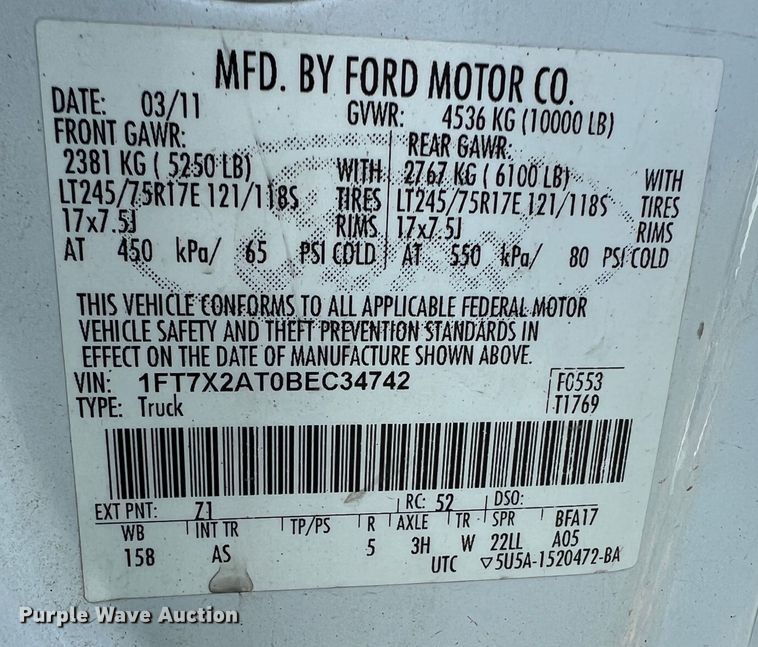 image for item MQ9816 2011 Ford F250 Super Duty  Ext. Cab pickup truck