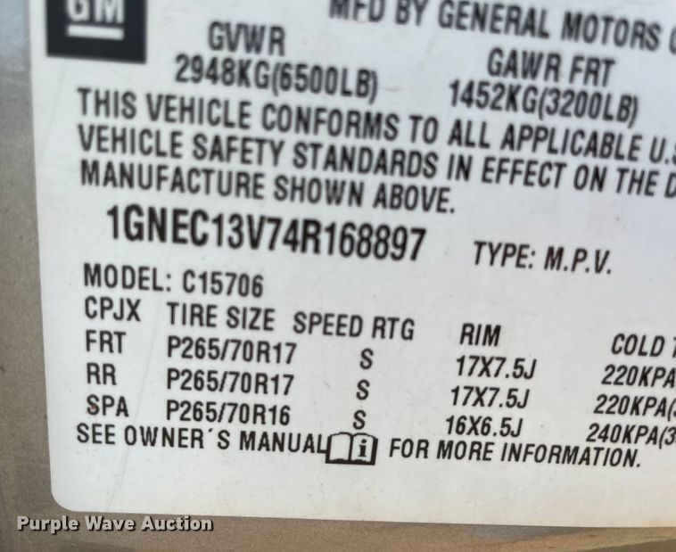 image for item MR9346 2004 Chevrolet Tahoe  SUV