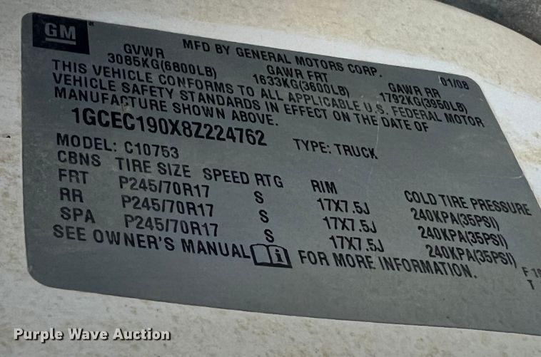 image for item MR9804 2008 Chevrolet Silverado 1500  Ext. Cab pickup truck