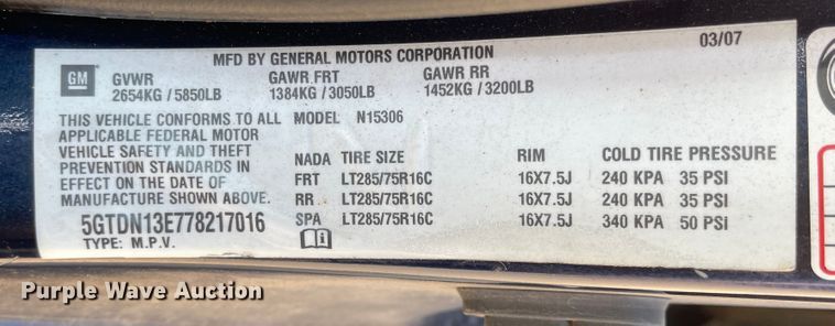 image for item MU9275 2007 Hummer H3  SUV