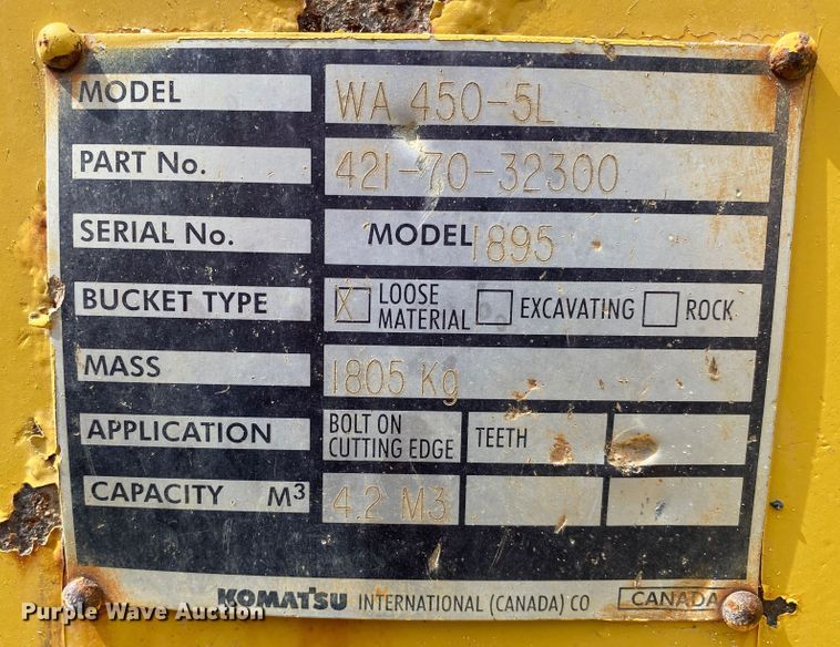 image for item DK6484 2002 Komatsu WA450-5  wheel loader