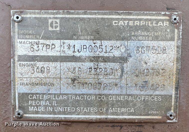 image for item DK7015 1987 Caterpillar 637E  conventional scraper
