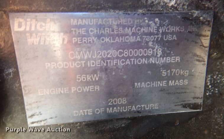 image for item DM2498 2008 Ditch Witch JT2020 Mach 1  directional boring unit