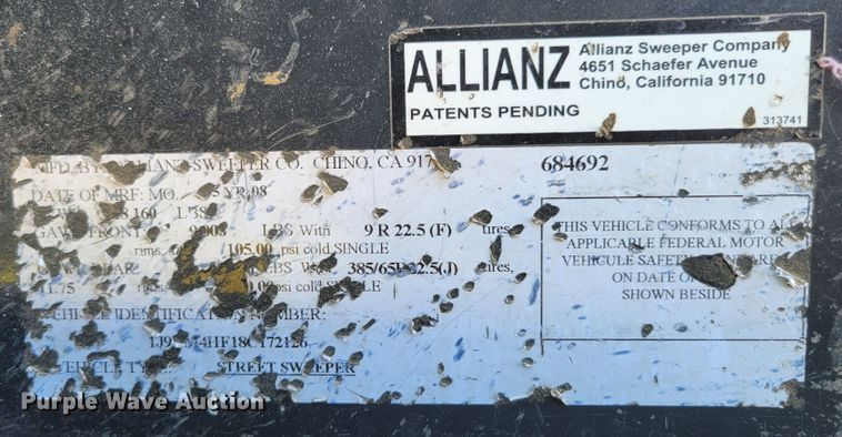 image for item DM8045 2008 Allianz Johnston 4000 Roloff  street sweeper truck