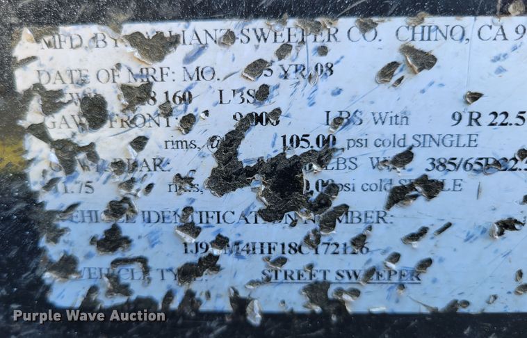 image for item DM8045 2008 Allianz Johnston 4000 Roloff  street sweeper truck