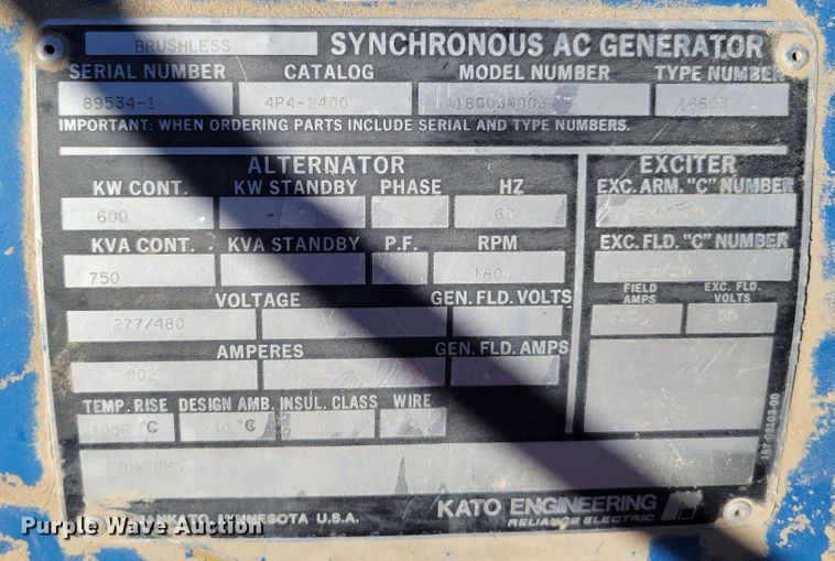 image for item DM8055 Kato Engineering A186030003  generator