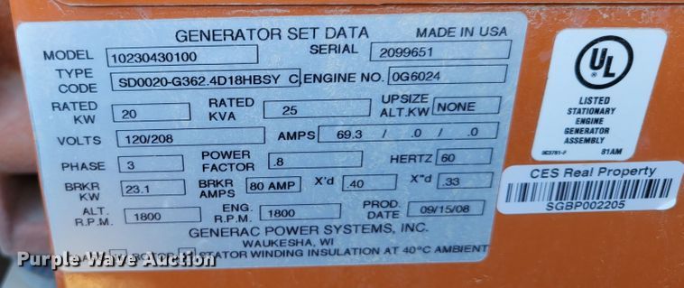 image for item DM8058 Generac 10230430100  generator