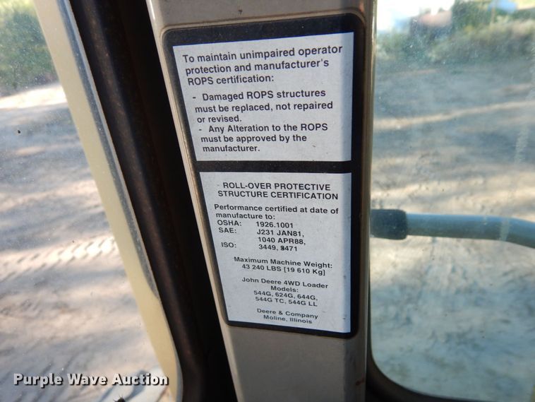 image for item DR0545 1994 John Deere 644G  wheel loader