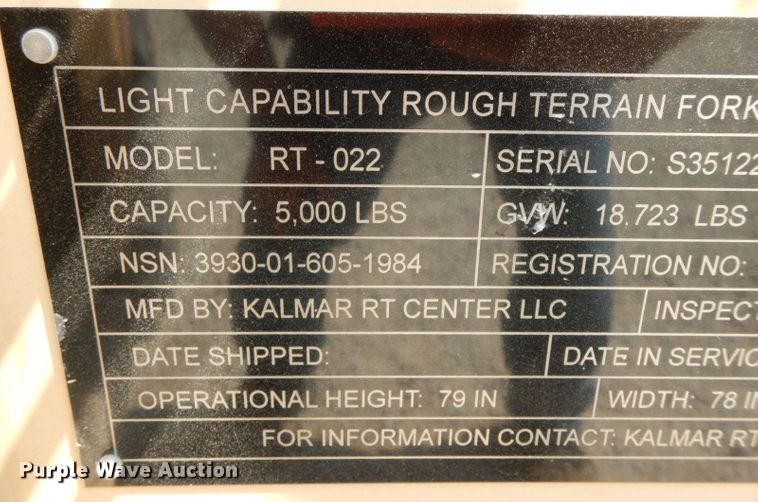 image for item HF9372 2014 Kalmar RT-022  telehandler