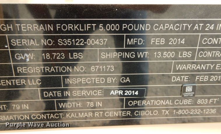 image for item HF9372 2014 Kalmar RT-022  telehandler