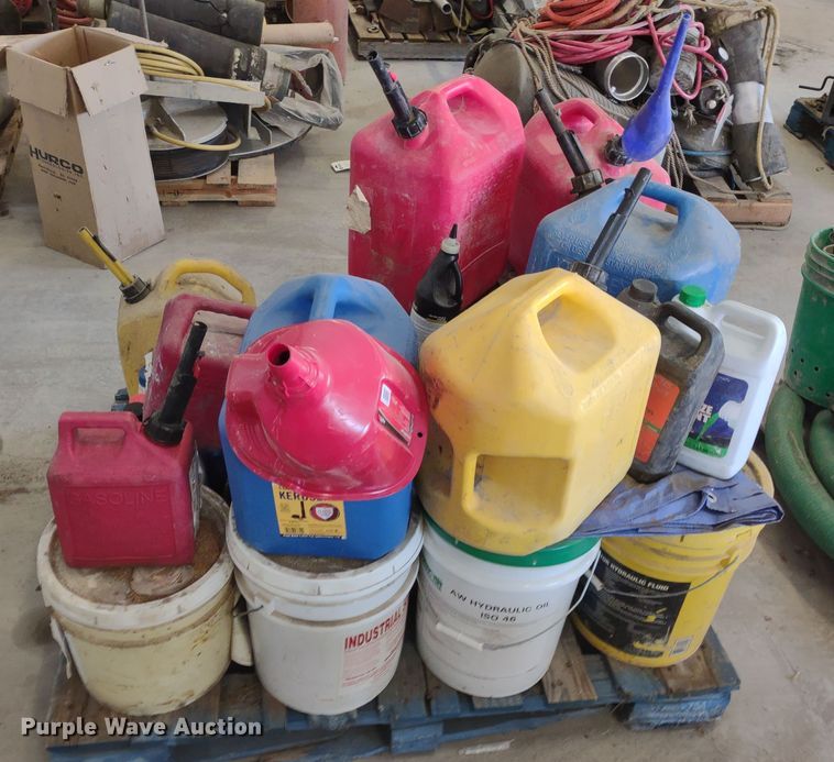 image for item JJ9976 Pallet of fuel cans and oil