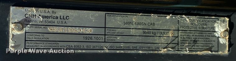 image for item JW9394 2011 Case 580 Super N  backhoe