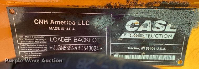 image for item JW9394 2011 Case 580 Super N  backhoe