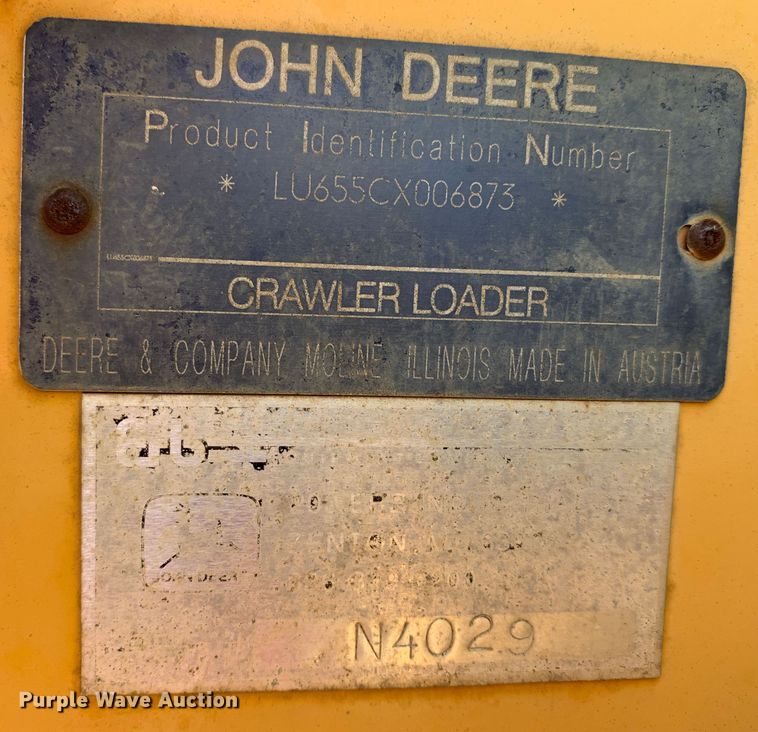 image for item JW9406 2004 John Deere 655C Series II  track loader