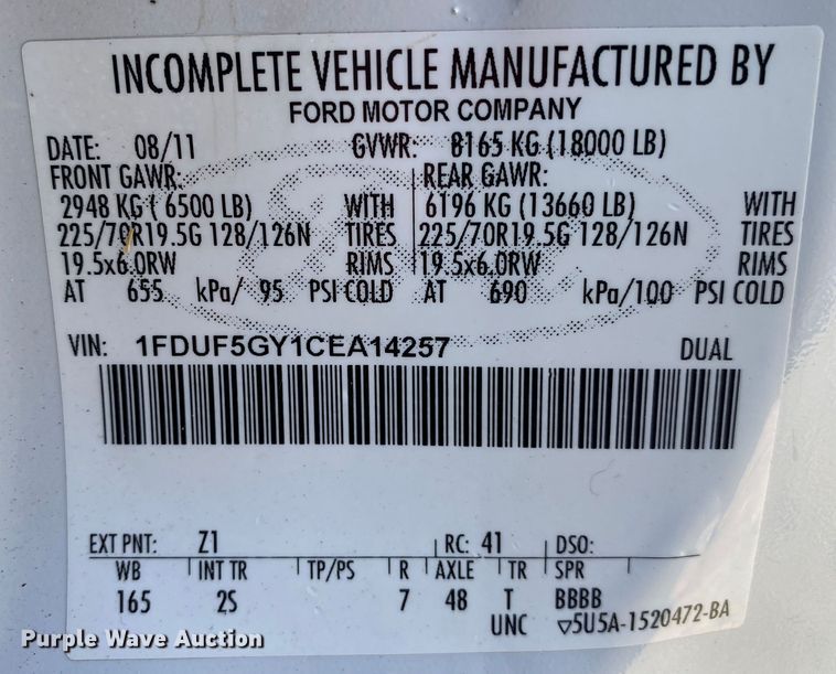 image for item JW9408 2012 Ford F550 Super Duty  bucket truck