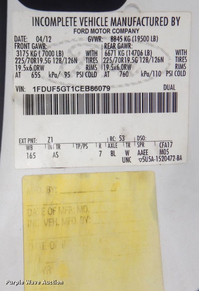 image for item KF9479 2012 Ford F550 Super Duty XL  utility / service truck