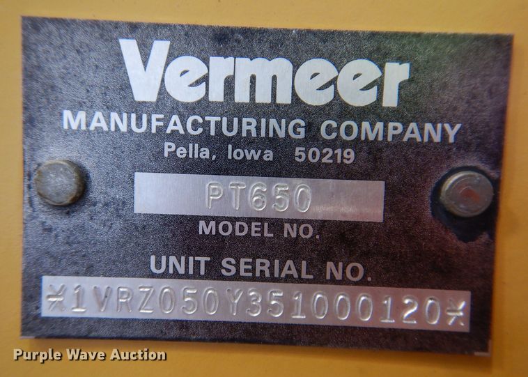 image for item KW9518 2005 Vermeer PT650  combination unit