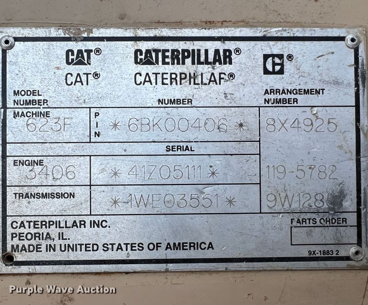 image for item LI9419 1997 Caterpillar 623F  elevating scraper