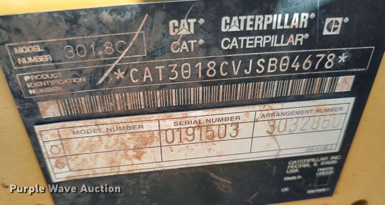 image for item LK9839 2009 Caterpillar 301.8C  mini excavator