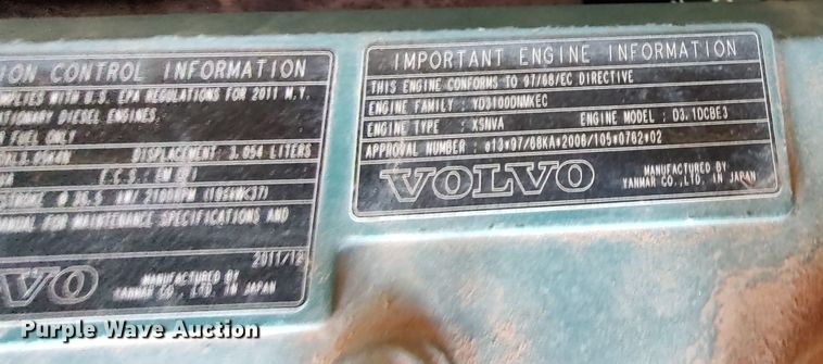 image for item LK9856 2012 Volvo EC55C  mini excavator