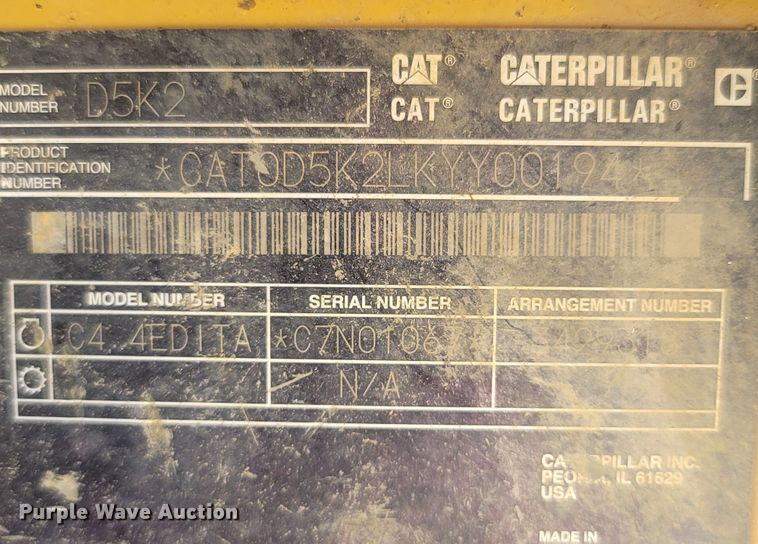 image for item LM9771 2012 Caterpillar D5K2 LGP  dozer