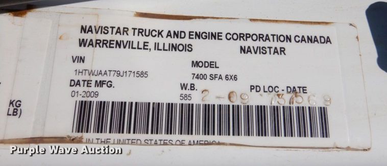 image for item MH9151 2009 International WorkStar 7400  digger derrick truck