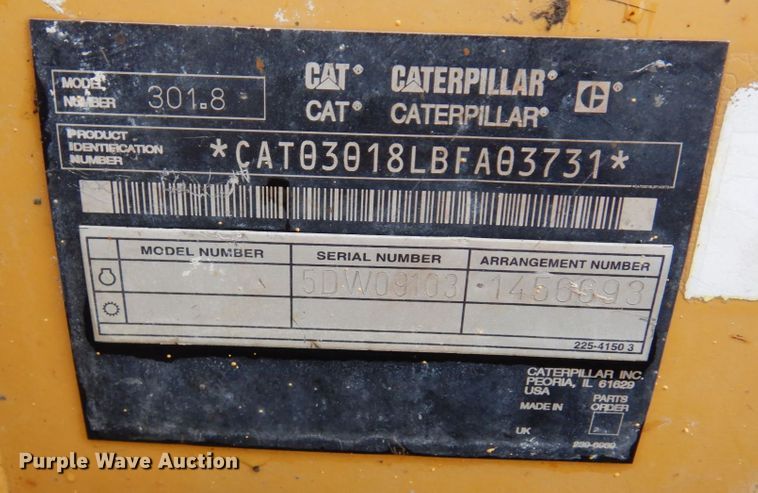 image for item MH9158 2005 Caterpillar 301.8  mini excavator