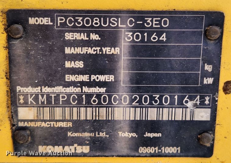 image for item MK9370 2008 Komatsu PC308USLC-3  excavator