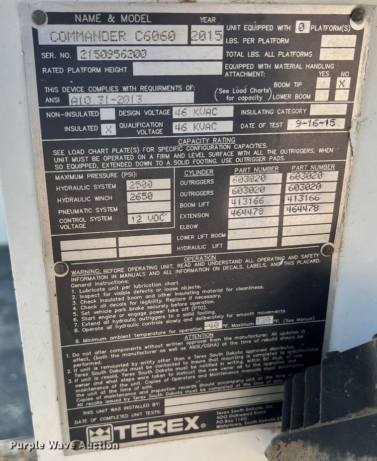 image for item MR9882 2016 Freightliner Business Class M2  digger derrick truck