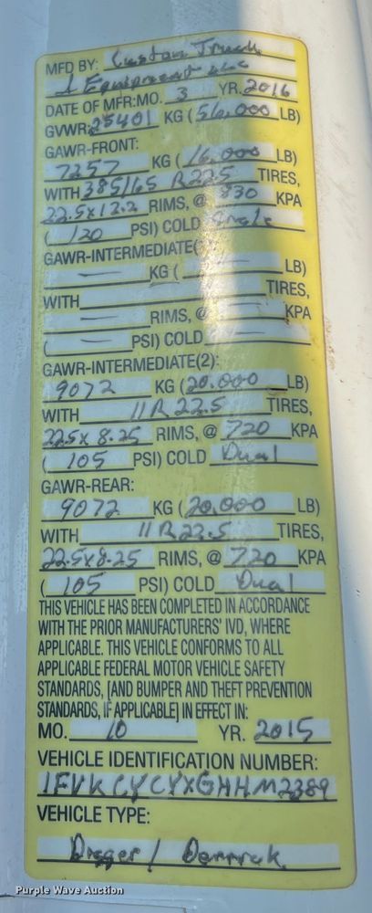 image for item MR9882 2016 Freightliner Business Class M2  digger derrick truck