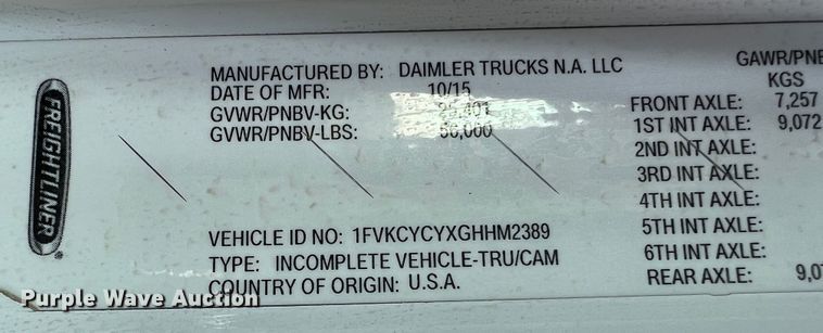 image for item MR9882 2016 Freightliner Business Class M2  digger derrick truck