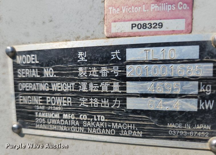 image for item MU9231 2015 Takeuchi TL10  tracked skid steer loader